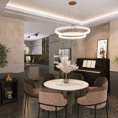 TỦ BẾP 08 - TỦ BẾP GIẢ VÂN ĐÁ MÀU XÁM KHÓI