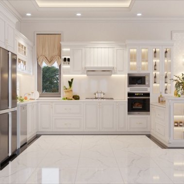 TỦ BẾP 09 - GỖ MDF AN CƯỜNG CÁNH PANEL