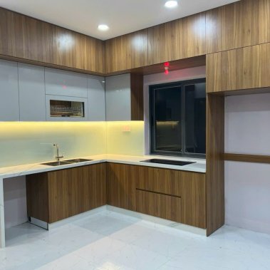 TỦ BẾP 103 - TỦ BẾP MDF MELAMINE VÂN GỖ PHỐI TRẮNG