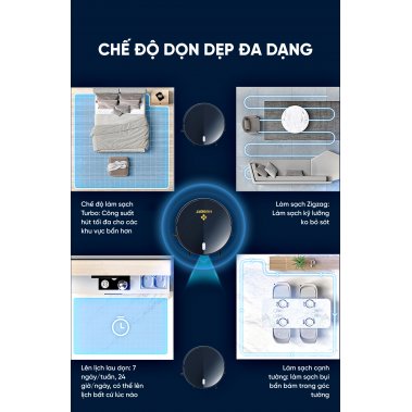 ROBOT HÚT BỤI TỰ ĐỔ RÁC HUBERT HB-A68 PLUS TRẮNG / ĐEN