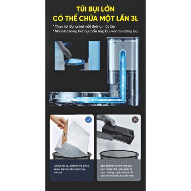 ROBOT HÚT BỤI TỰ ĐỔ RÁC HUBERT HB-A68 PLUS TRẮNG / ĐEN