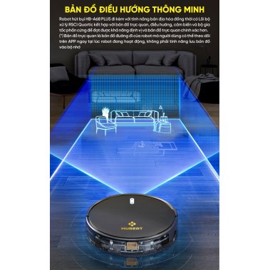 ROBOT HÚT BỤI TỰ ĐỔ RÁC HUBERT HB-A68 PLUS TRẮNG / ĐEN