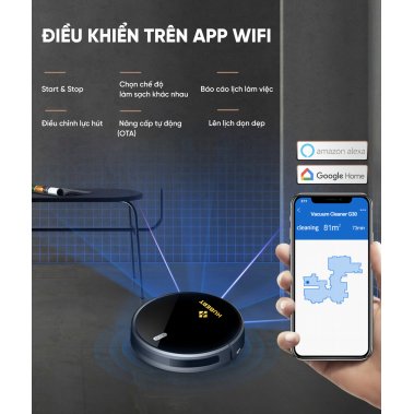 ROBOT HÚT BỤI TỰ ĐỔ RÁC HUBERT HB-A68 PLUS TRẮNG / ĐEN