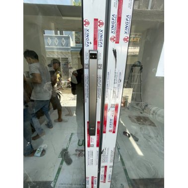 Khóa cửa nhôm xingfa nhận diện khuôn mặt Face ID 3D Demax EL902 GS REMOTE (Xám Ánh Sao)
