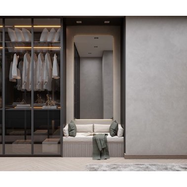 NỘI THẤT PHÒNG NGỦ 68 - GỖ MDF CHỐNG ẨM PHỦ MELAMINE MÀU XÁM KẾT HỢP VÂN GỖ