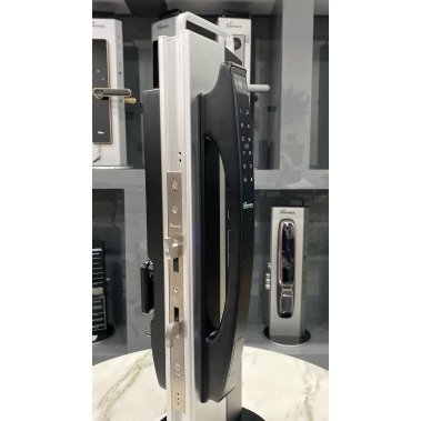 Khóa cửa nhôm xingfa nhận diện khuôn mặt Face ID 3D Demax EL902 BL APP WIFI (Màu đen)