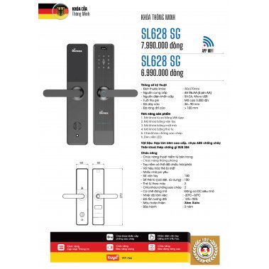 KHÓA VÂN TAY THÔNG MINH DEMAX EL628 SG / EL628 BN APP-WIFI - DÀNH CHO CỬA GỖ