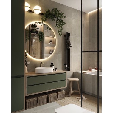 NỘI THẤT PHÒNG TẮM 04 - GỖ MDF PHỦ MELAMINE MÀU XANH KẾT HỢP VÂN GỖ