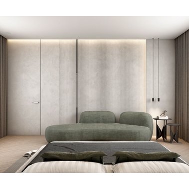 NỘI THẤT PHÒNG NGỦ 68 - GỖ MDF CHỐNG ẨM PHỦ MELAMINE MÀU XÁM KẾT HỢP VÂN GỖ
