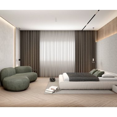 NỘI THẤT PHÒNG NGỦ 68 - GỖ MDF CHỐNG ẨM PHỦ MELAMINE MÀU XÁM KẾT HỢP VÂN GỖ