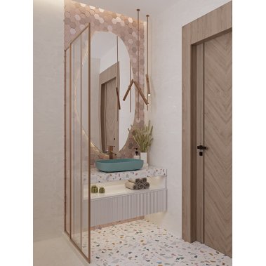 NỘI THẤT PHÒNG TẮM 06 - GỖ MDF KẾT HỢP ĐÁ TERRAZZO