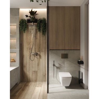 NỘI THẤT PHÒNG TẮM 04 - GỖ MDF PHỦ MELAMINE MÀU XANH KẾT HỢP VÂN GỖ