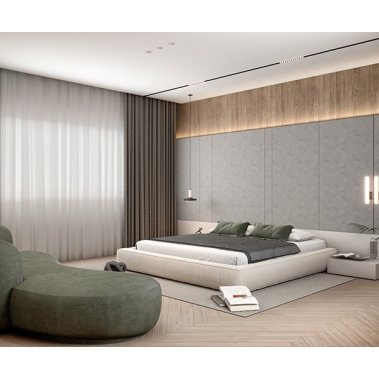 NỘI THẤT PHÒNG NGỦ 68 - GỖ MDF CHỐNG ẨM PHỦ MELAMINE MÀU XÁM KẾT HỢP VÂN GỖ