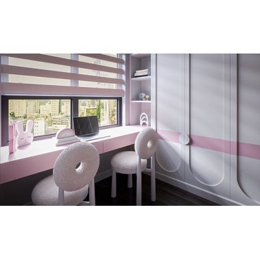 PHÒNG NGỦ BÉ GÁI GỖ MDF SƠN MÀU HỒNG