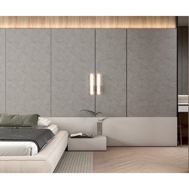NỘI THẤT PHÒNG NGỦ 68 - GỖ MDF CHỐNG ẨM PHỦ MELAMINE MÀU XÁM KẾT HỢP VÂN GỖ