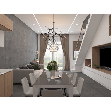 NỘI THẤT NHÀ PHỐ 02 - PHONG CÁCH HIỆN ĐẠI TONE TRẮNG XÁM KẾT HỢP VÂN GỖ
