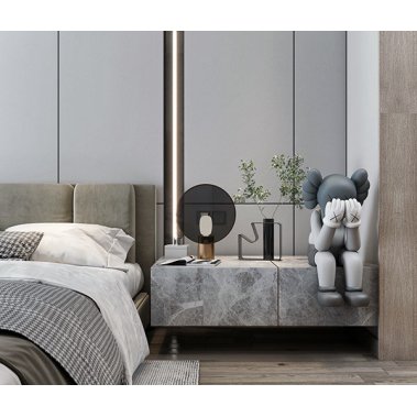 NỘI THẤT PHÒNG NGỦ 70 - GỖ MDF PHỦ MELAMINE MÀU XÁM KẾT HỢP CÁNH KÍNH