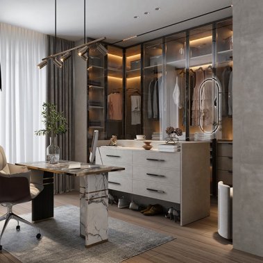 NỘI THẤT PHÒNG NGỦ 67 - GỖ MDF CHỐNG ẨM PHỦ MELAMINE KẾT HỢP CÁNH KÍNH