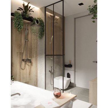 NỘI THẤT PHÒNG TẮM 04 - GỖ MDF PHỦ MELAMINE MÀU XANH KẾT HỢP VÂN GỖ