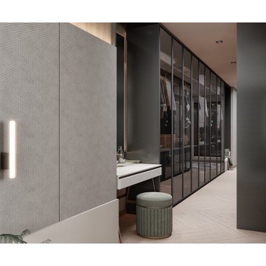 NỘI THẤT PHÒNG NGỦ 68 - GỖ MDF CHỐNG ẨM PHỦ MELAMINE MÀU XÁM KẾT HỢP VÂN GỖ