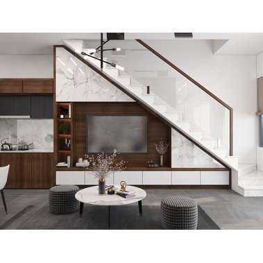 NỘI THẤT NHÀ PHỐ 02 - PHONG CÁCH HIỆN ĐẠI TONE TRẮNG XÁM KẾT HỢP VÂN GỖ