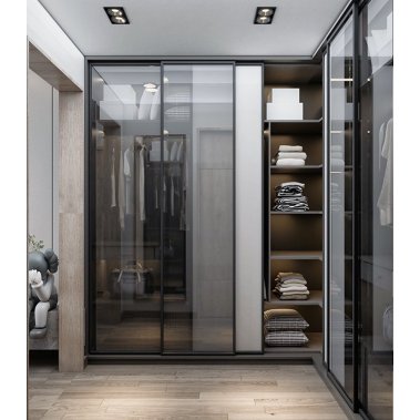 NỘI THẤT PHÒNG NGỦ 70 - GỖ MDF PHỦ MELAMINE MÀU XÁM KẾT HỢP CÁNH KÍNH
