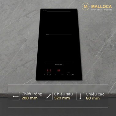 Bếp Từ Domino 2 Vùng Nấu Malloca FlexZone MDI302FZ 30cm – Nhỏ Gọn, Sang Trọng