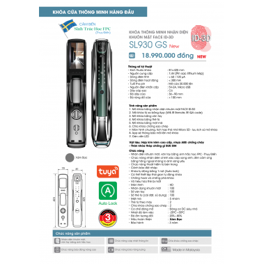 Khóa thông minh nhận diện khuôn mặt Face ID-3D Demax SL930 GS New