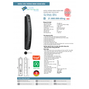 Khóa thông minh nhận diện khuôn mặt Face ID-3D Demax SL966 BN New