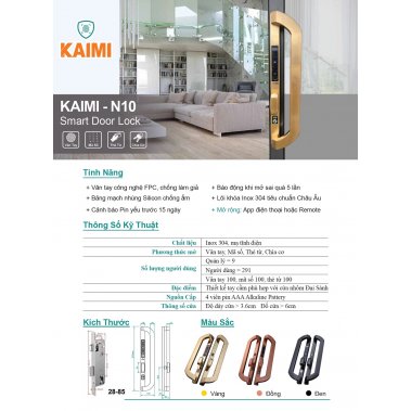 Khóa thông minh cửa nhôm xingfa chữ D Kaimi - N10