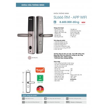 KHÓA VÂN TAY THÔNG MINH DEMAX SL666 RM - APP WIFI