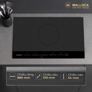 Bếp Từ 5 Vùng Nấu Malloca Skylux MH885 88cm – Mặt Kính EuroKera Double Black