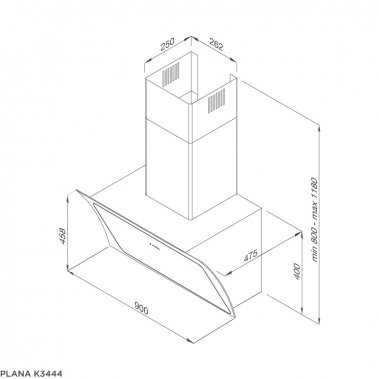 Máy hút khói khử mùi áp tường Malloca Plana K3444