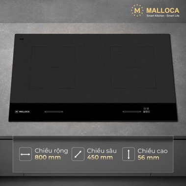 Bếp Từ 2 Vùng Nấu Malloca Skylux MH802 80cm – Mặt Kính EuroKera Double Black