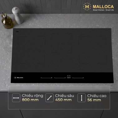 Bếp Từ 3 Vùng Nấu Malloca Skylux MH803 80cm – Mặt Kính EuroKera Double Black