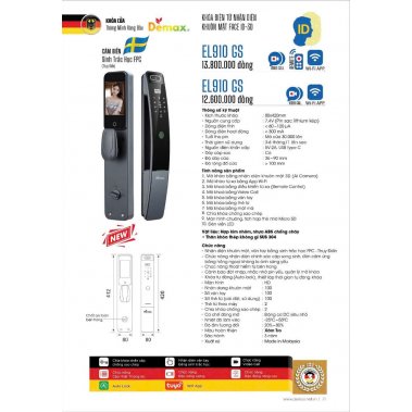 Khóa thông minh nhận diện khuôn mặt Face ID-3D Demax EL910 BN