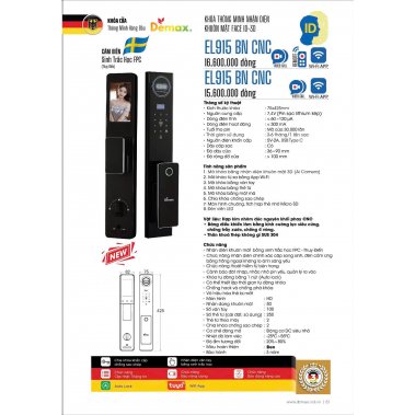 Khóa thông minh nhận diện khuôn mặt Face ID-3D Demax EL915 GS CNC / EL915 BN CNC