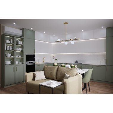 TỦ BẾP 134 CÁNH PHỦ MELAMINE TRĂNG XÁM