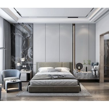 NỘI THẤT PHÒNG NGỦ 70 - GỖ MDF PHỦ MELAMINE MÀU XÁM KẾT HỢP CÁNH KÍNH