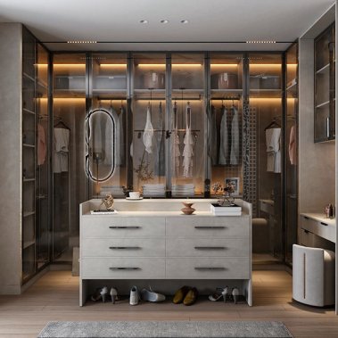 NỘI THẤT PHÒNG NGỦ 67 - GỖ MDF CHỐNG ẨM PHỦ MELAMINE KẾT HỢP CÁNH KÍNH
