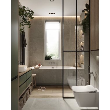 NỘI THẤT PHÒNG TẮM 04 - GỖ MDF PHỦ MELAMINE MÀU XANH KẾT HỢP VÂN GỖ