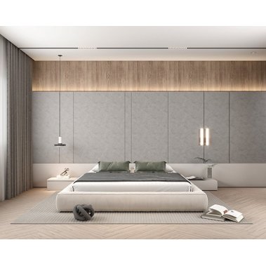 NỘI THẤT PHÒNG NGỦ 68 - GỖ MDF CHỐNG ẨM PHỦ MELAMINE MÀU XÁM KẾT HỢP VÂN GỖ