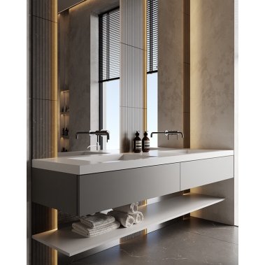 NỘI THẤT PHÒNG TẮM 03 - NHỰA PCV PHỦ MELAMINE MÀU XÁM