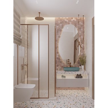 NỘI THẤT PHÒNG TẮM 06 - GỖ MDF KẾT HỢP ĐÁ TERRAZZO