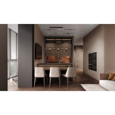 NỘI THẤT CĂN HỘ GỖ MDF CHỐNG ẨM AN CƯỜNG TONE NÂU SANG TRỌNG