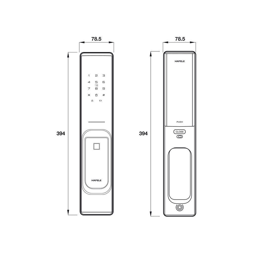 Khóa vân tay Hafele PP8100 912.05.695 (Màu đen đồng)