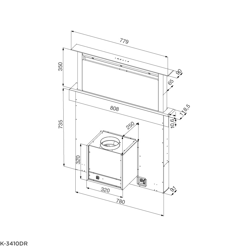 Máy hút mùi âm bàn Malloca K-3410DR