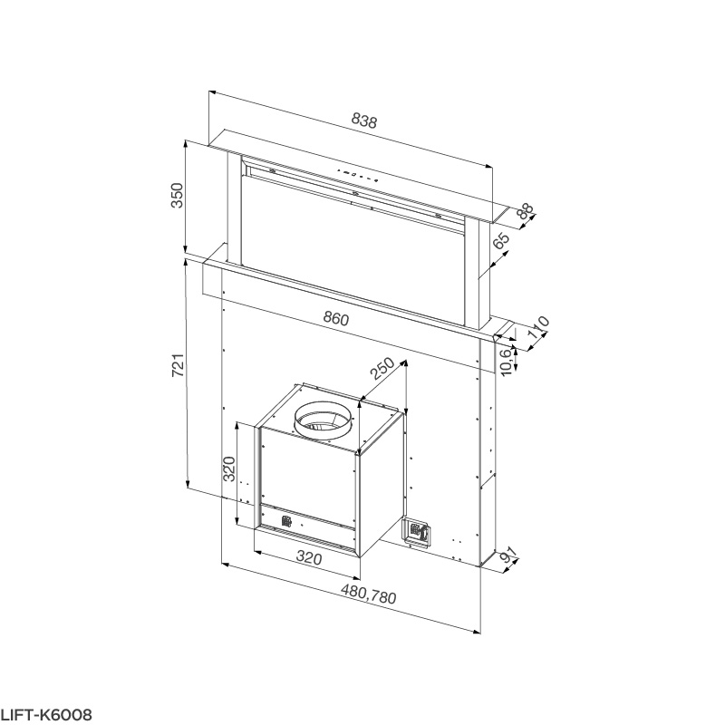 Máy hút mùi âm bàn Malloca LIFT-K6008