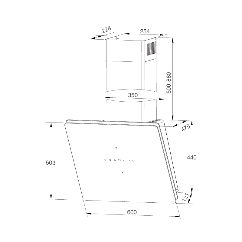 Máy hút khói khử mùi áp tường Malloca MC 60GT-B