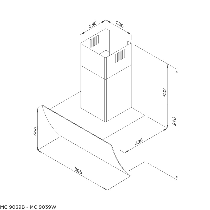 Máy hút khử mùi áp tường Malloca MC 9039B